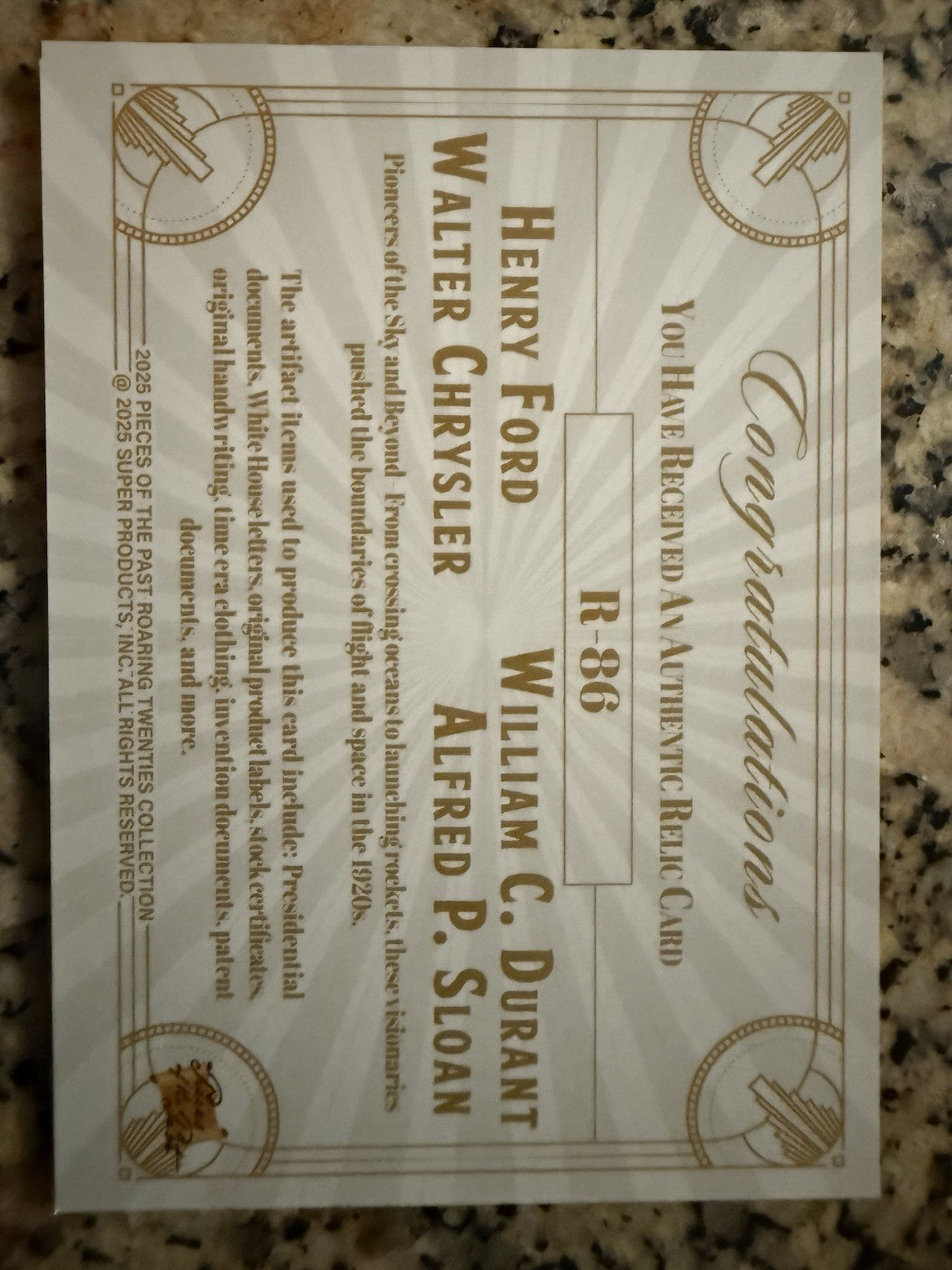 2025 Roaring Twenties Relic Ford Chrysler Durant Sloan Cars #R-86 Super Products
