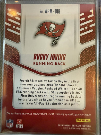 2024 Absolute Football Bucky Irving War Room Materials Jersey RC /199 Buccaneers