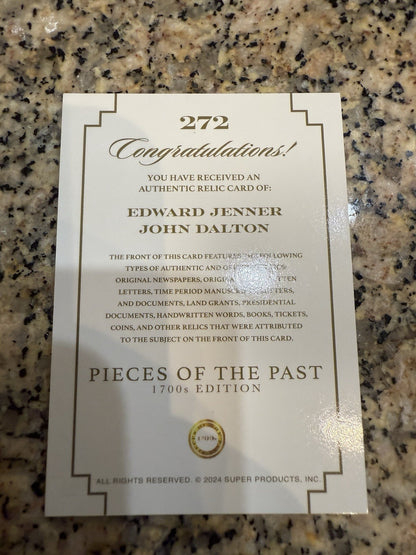 2025 Pieces Of The Past Inventors Edition #272 Jenner - Dalton Written Relic