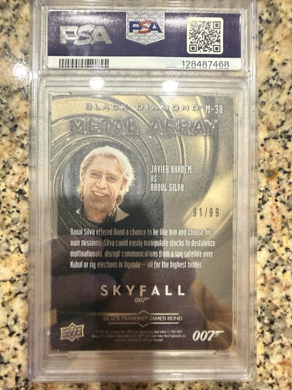 2023 UD Black Diamond James Bond Javier Bardem Metal Array Gold /99 #M-38 PSA 9