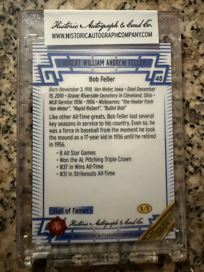 2024 Historic Autographs All Time Greats #48 Bob Feller 1/1 Encased