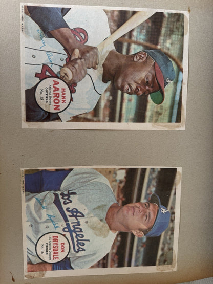 1967 Topps Baseball Pin Ups 14 Total In Vintage Binder. Mantle, Mays, Aaron…