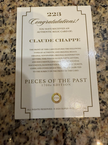 2024 Pieces of the Past 1700's Hand Written Claude Chappe