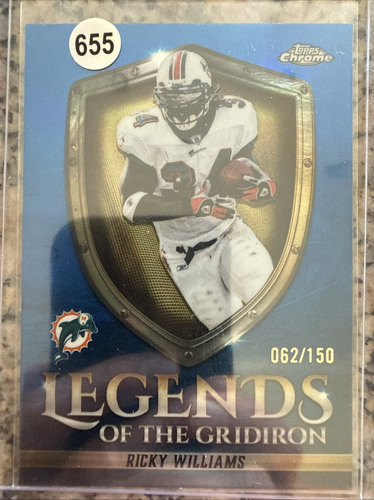 2025 Topps Chrome #LOG-14 Ricky Williams Legends of the Gridiron Blue /150
