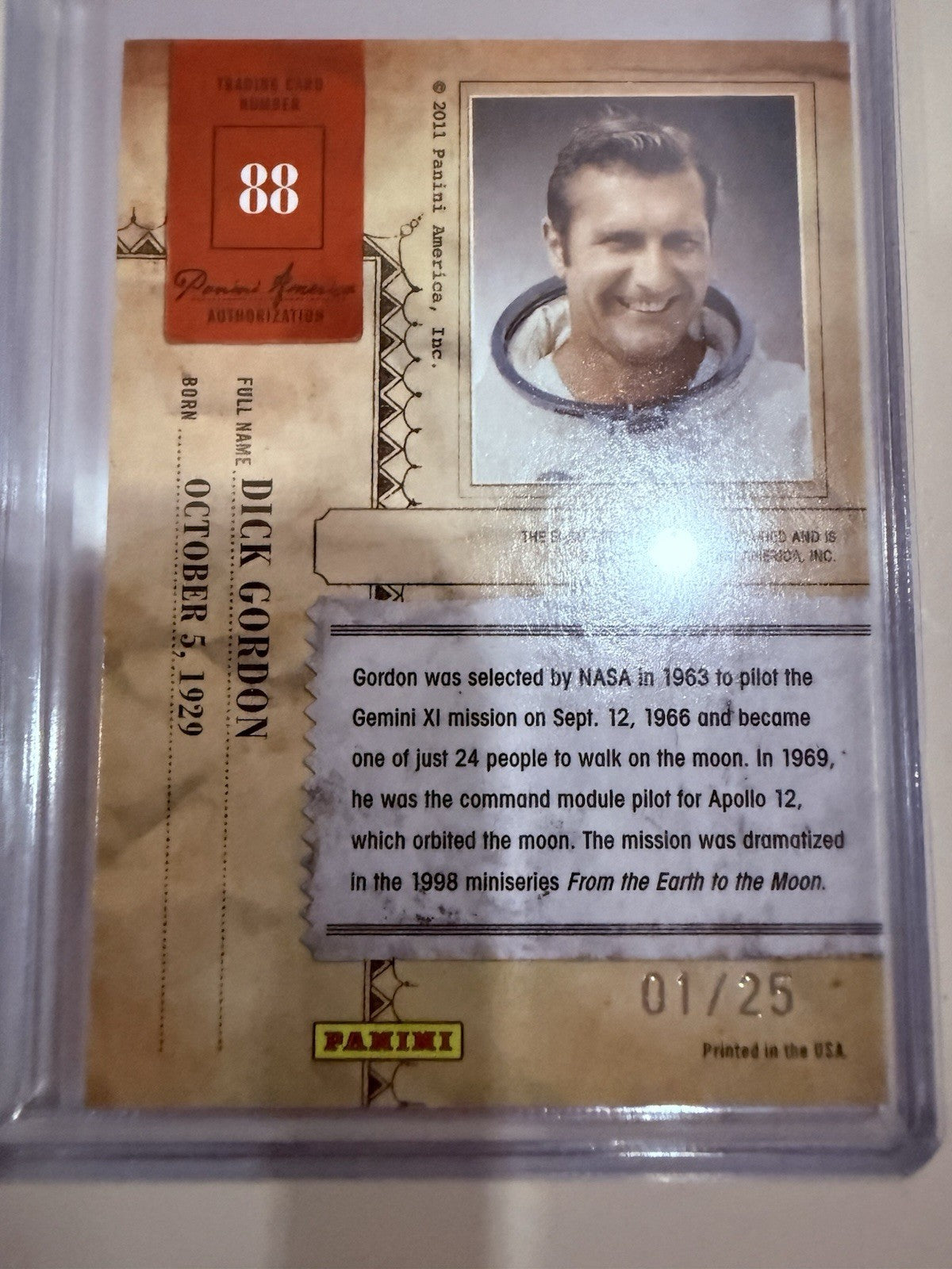 2011 Panini Americana Retail Proof Gold Relic /25 Dick Gordon