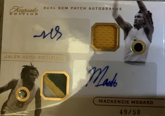 Jalen Hood-Schifino/Mackenzie Mgbako 2024 Keepsake Dual Gem Patch Auto