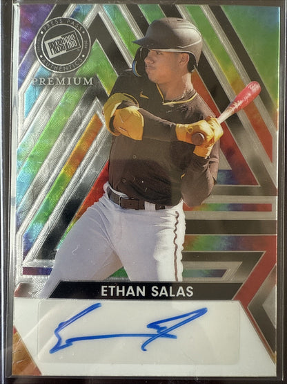 2024 Leaf Press Pass Ethan Salas 1/1 Rainbow Vinyl Auto