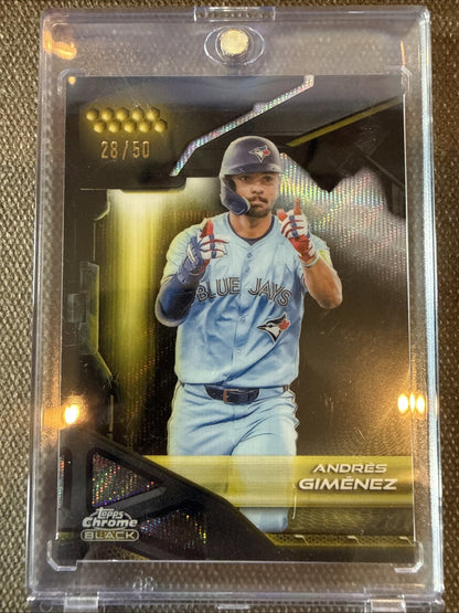 Topps Chrome Black Andres Gimenez Blue Jays Gold Serial Numbered 12/50 #147