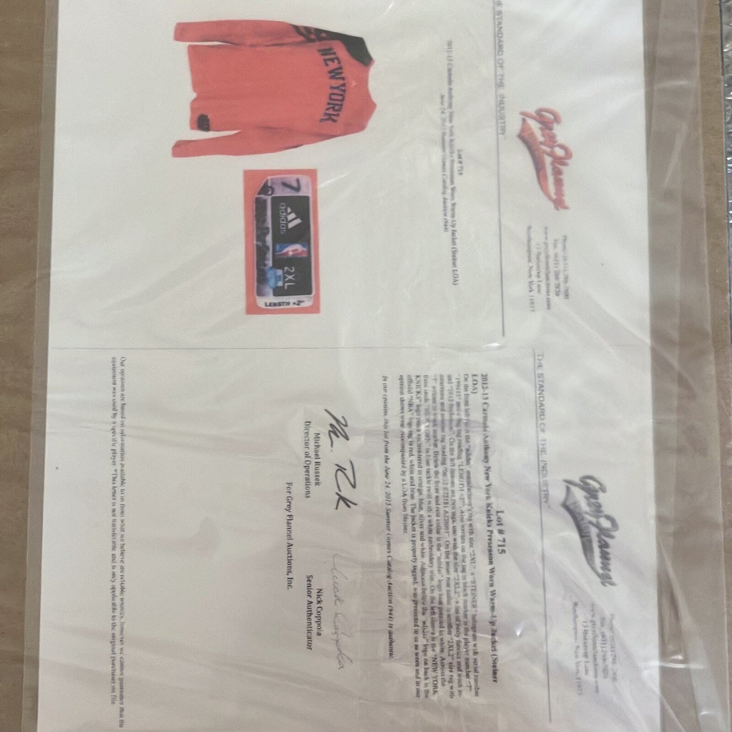Carmelo Anthony Frame Game worn warm up swatch