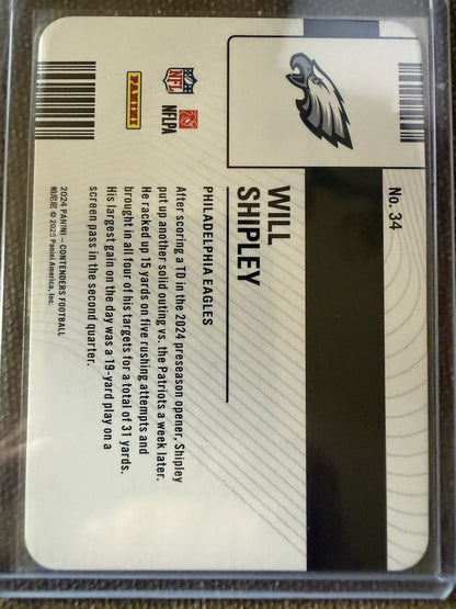 2024 Panini Contenders - Permit to Dominate Will Shipley #34 (RC)