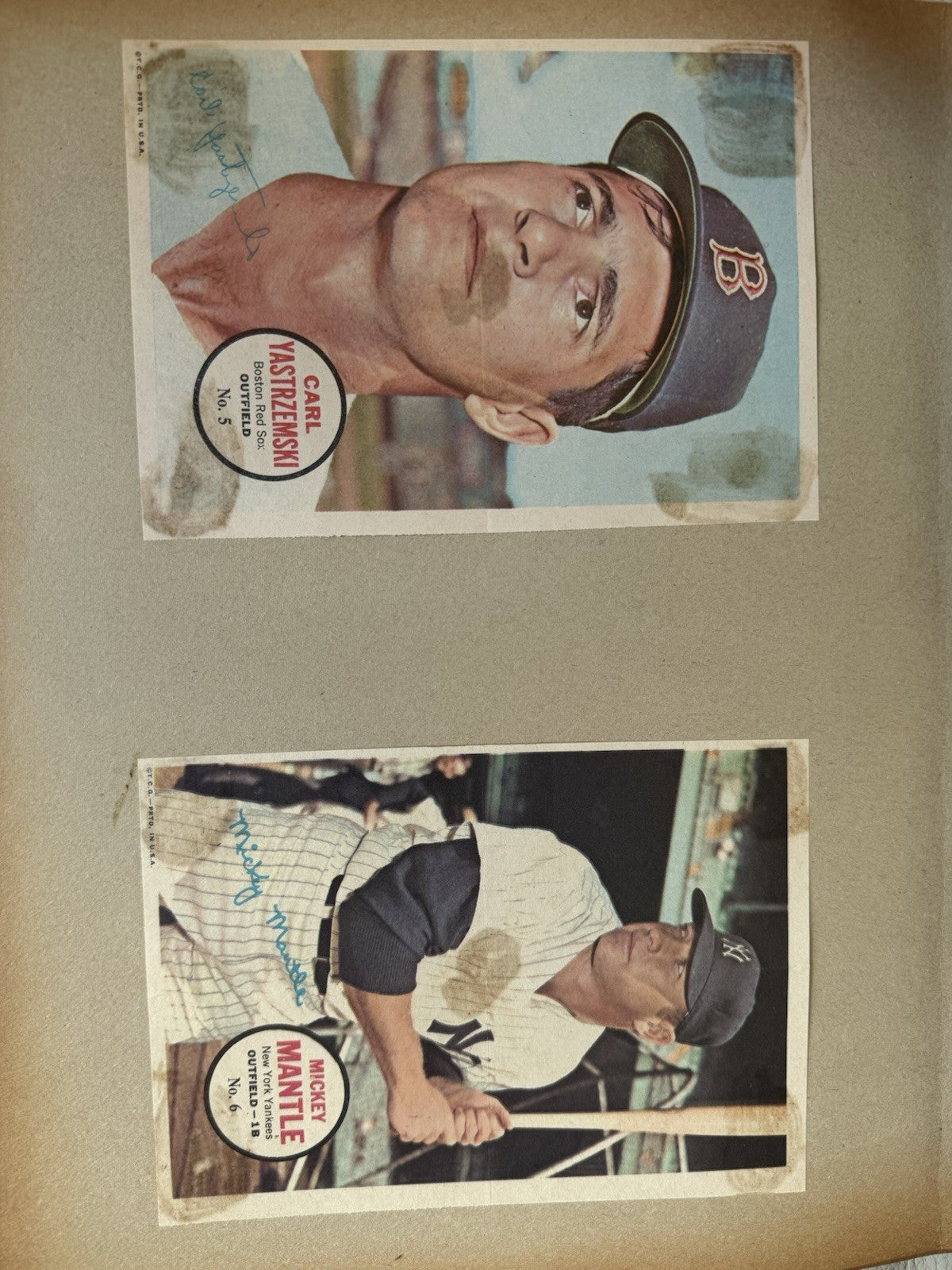1967 Topps Baseball Pin Ups 14 Total In Vintage Binder. Mantle, Mays, Aaron…
