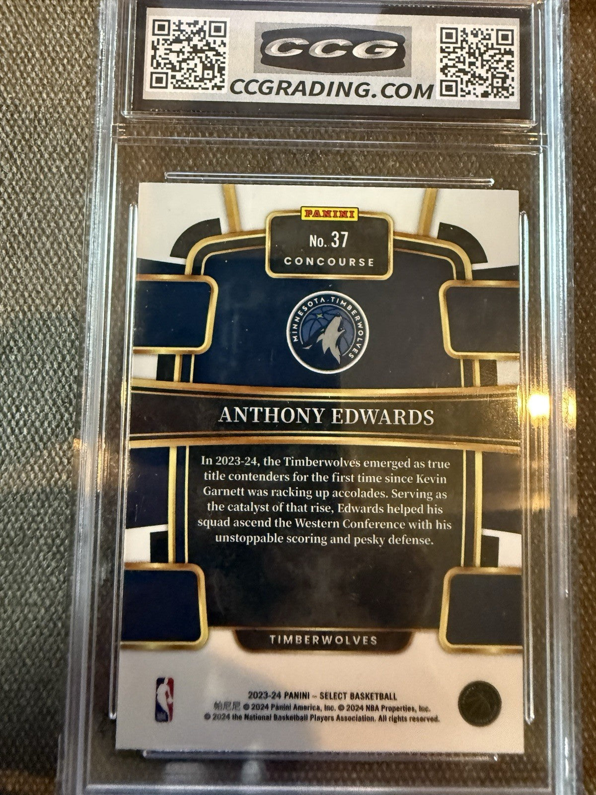 2023-24 Panini Select #37 Anthony Edwards Concourse Blue Minnesota Timberwolves