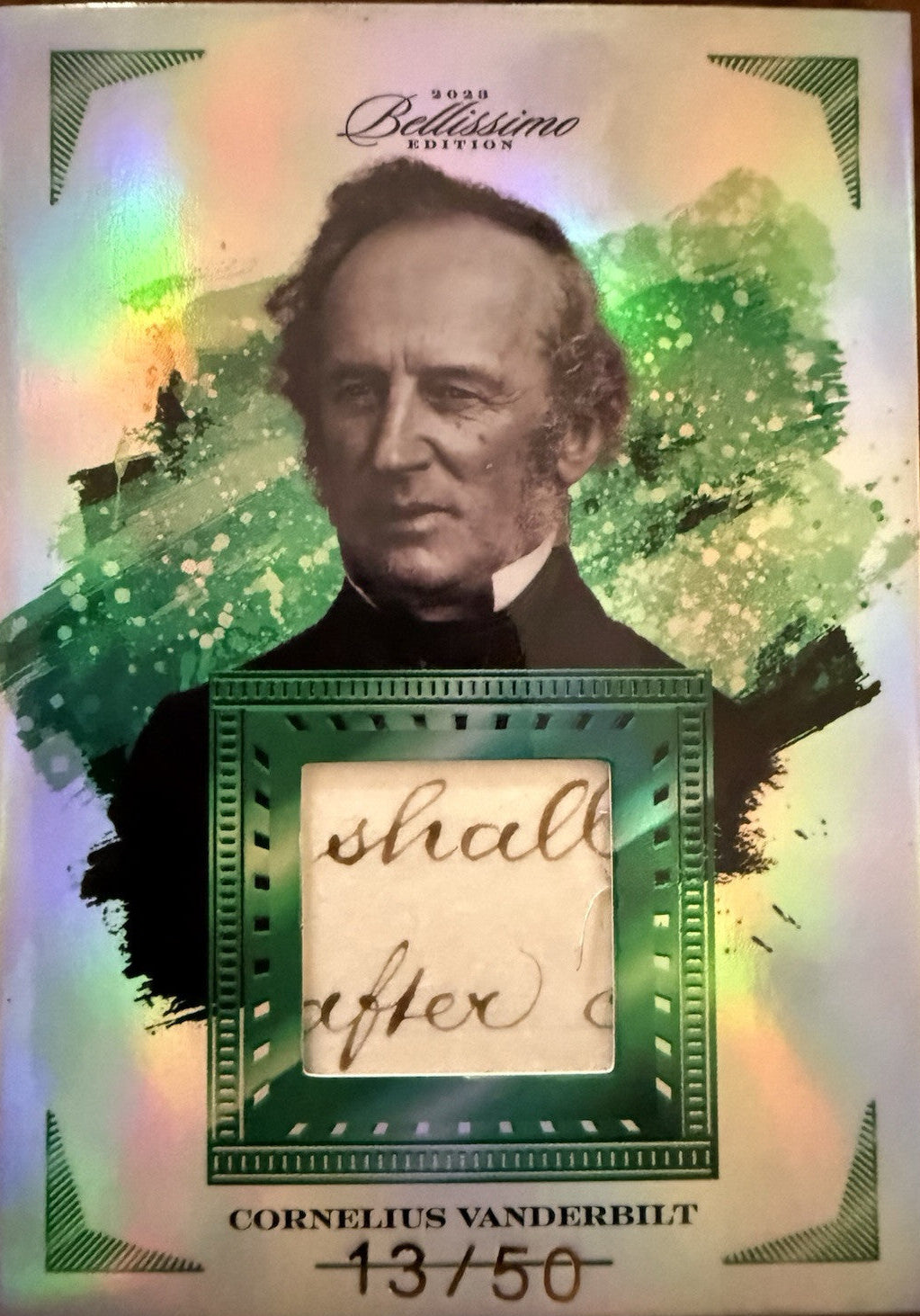 2023 Bellissimo Edition Cornelius Vanderbilt Handwriting Relic /50