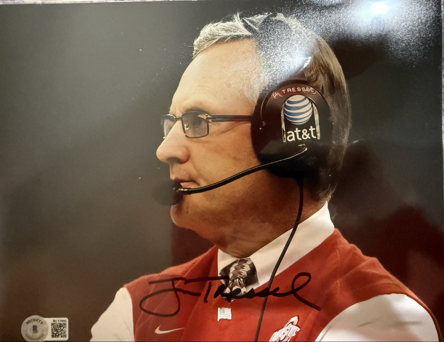 Jim Tressel signed autographed Ohio State OSU 8x10 photo. Bgs Authentic