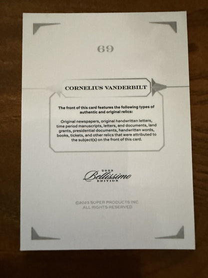 2023 Bellissimo Edition Cornelius Vanderbilt Handwriting Relic /50
